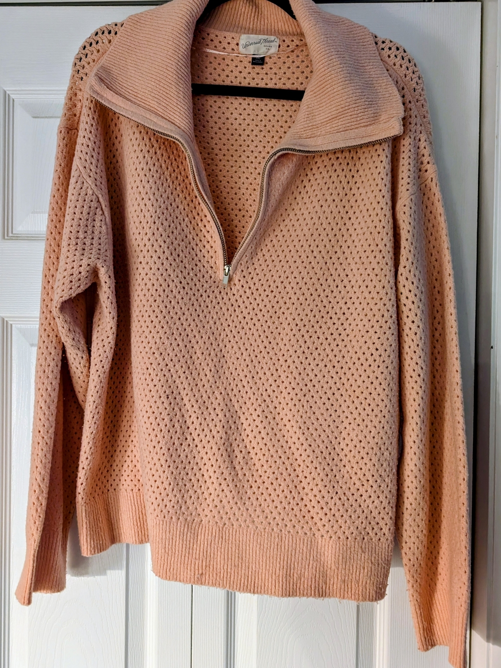 Universal Thread Peach Open-Knit Half-Zip Sweater